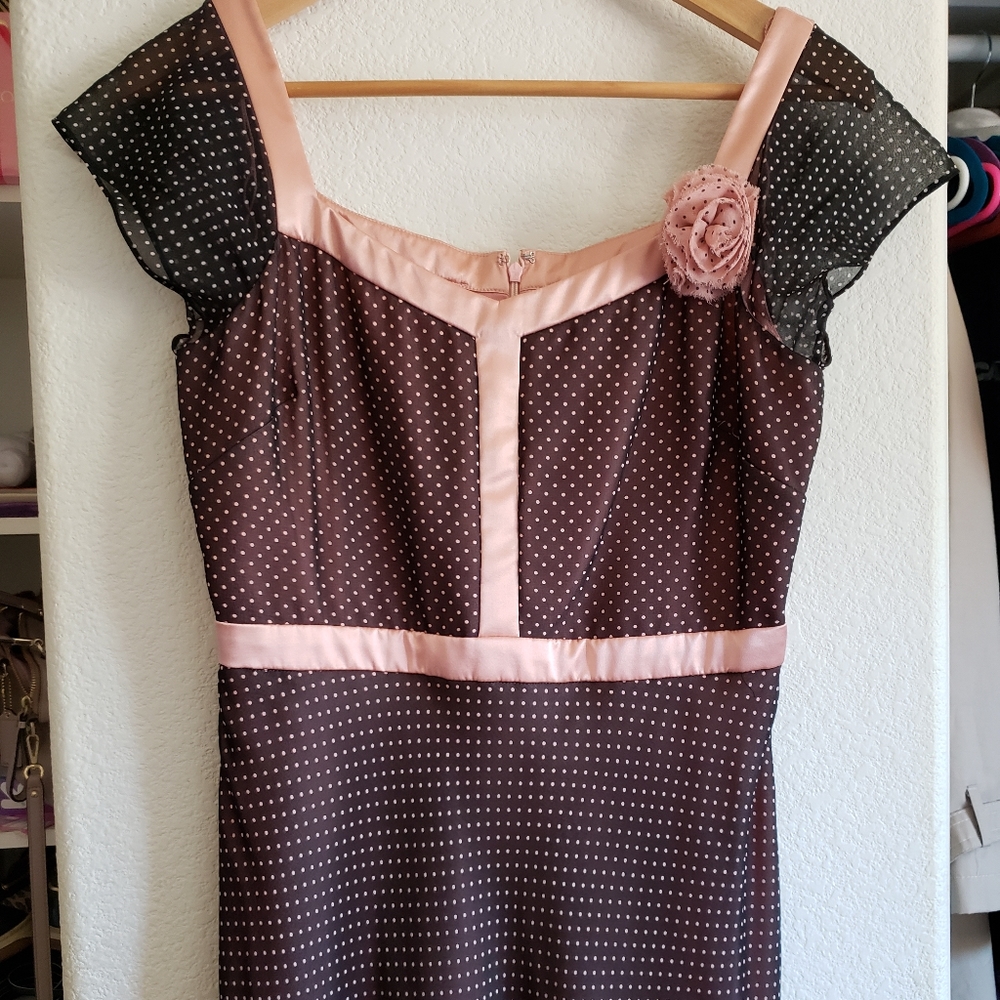 Chocolate/Pink Polka Dot Dress NWOT